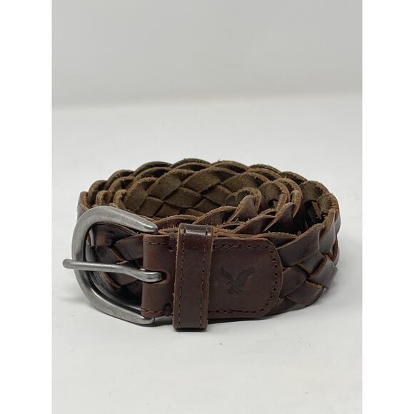American Eagle Outfitters Other - AEO American Eagle Outfitters Brown Braided Belt Men Sz Small Silver Tone Buckle